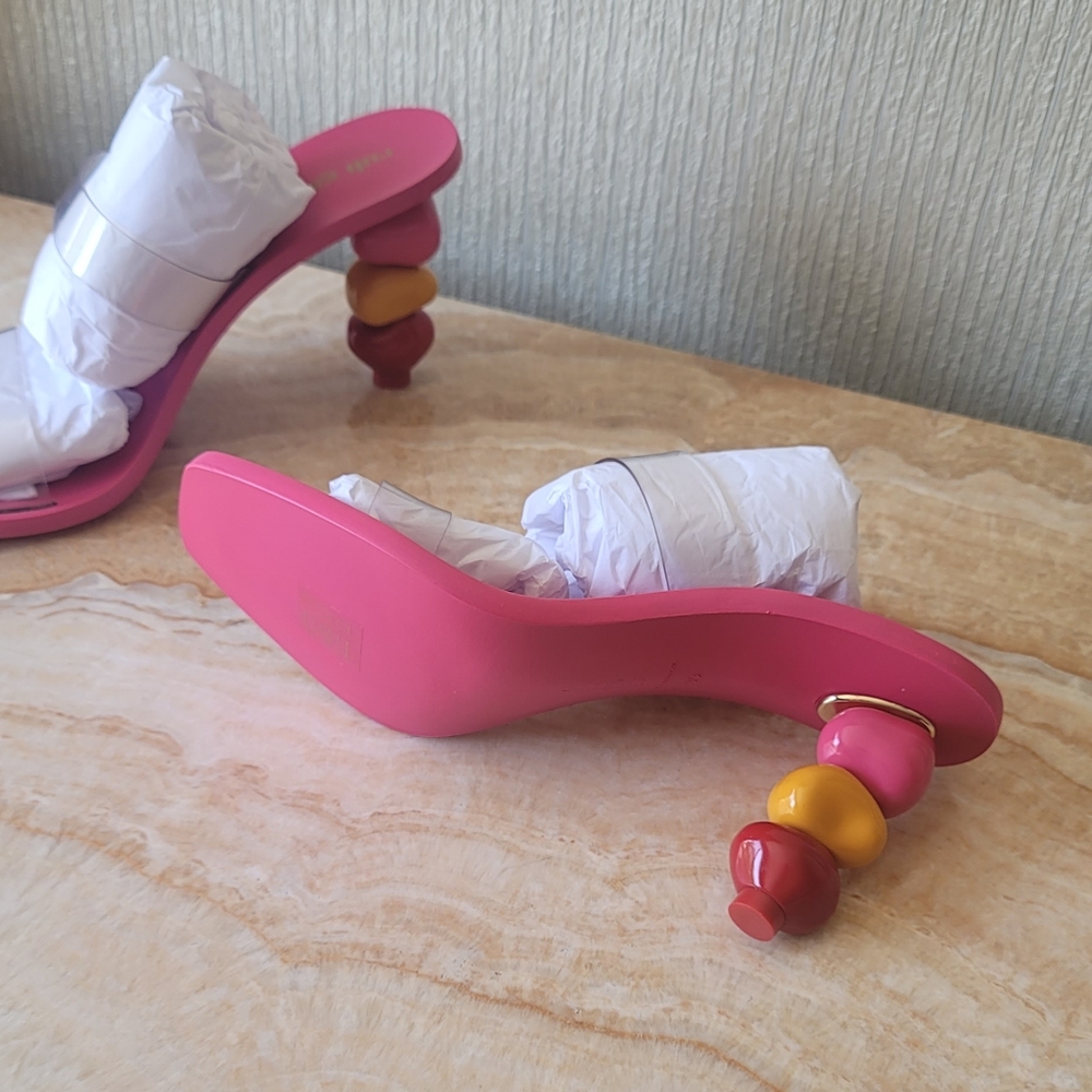 Cult Gaia Meta Stone Heel Sandals in Qajar Rose Multi MSRP $428 - Picture 14 of 15